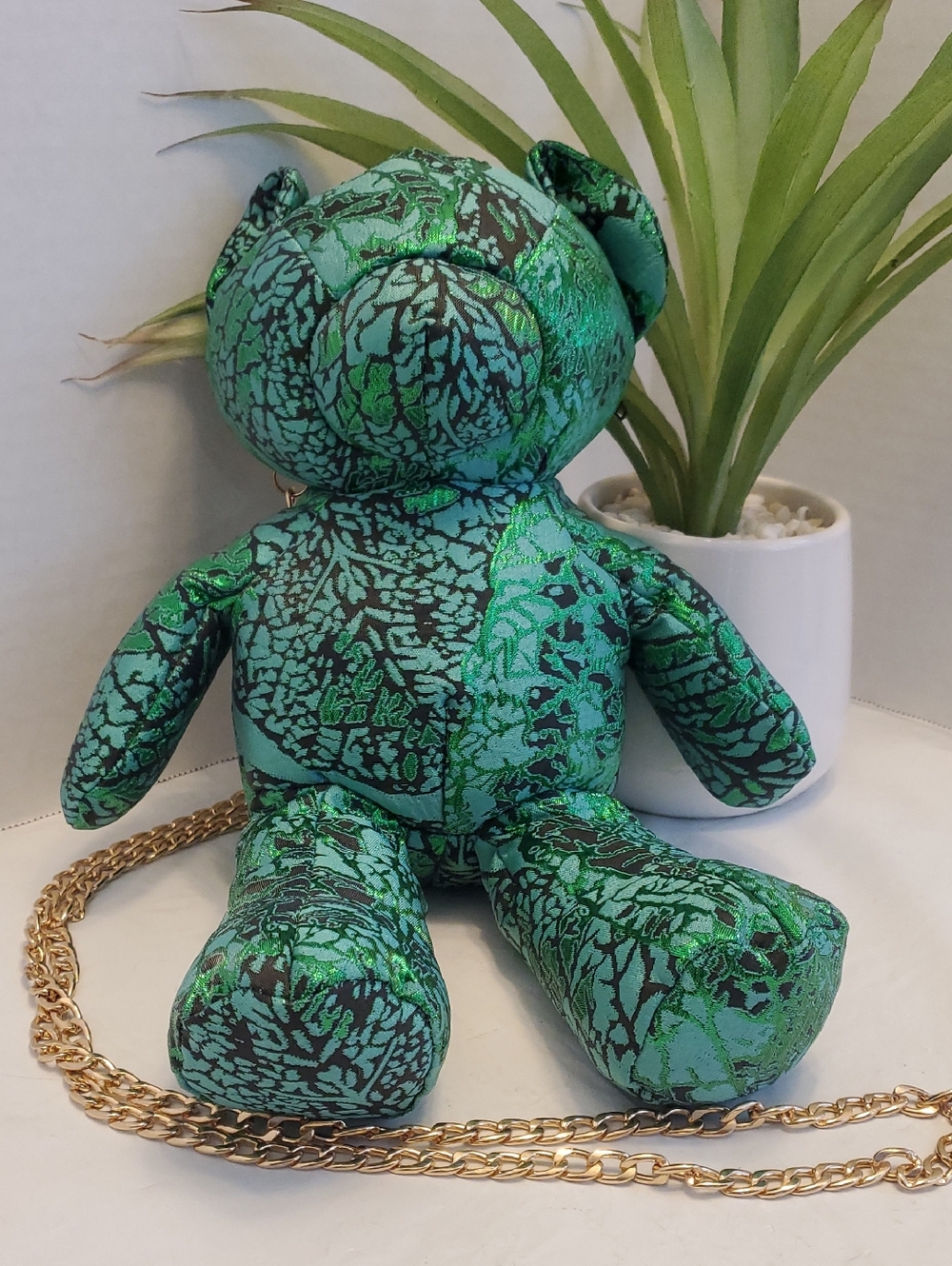 Teddy Bear Novelty Bag with Gold Chain